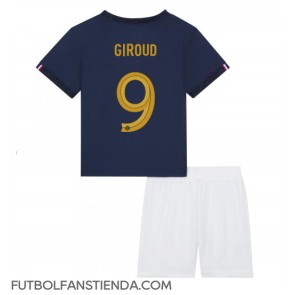 Francia Olivier Giroud #9 Primera Equipación Niños Mundial 2022 Manga Corta (+ Pantalones cortos)
